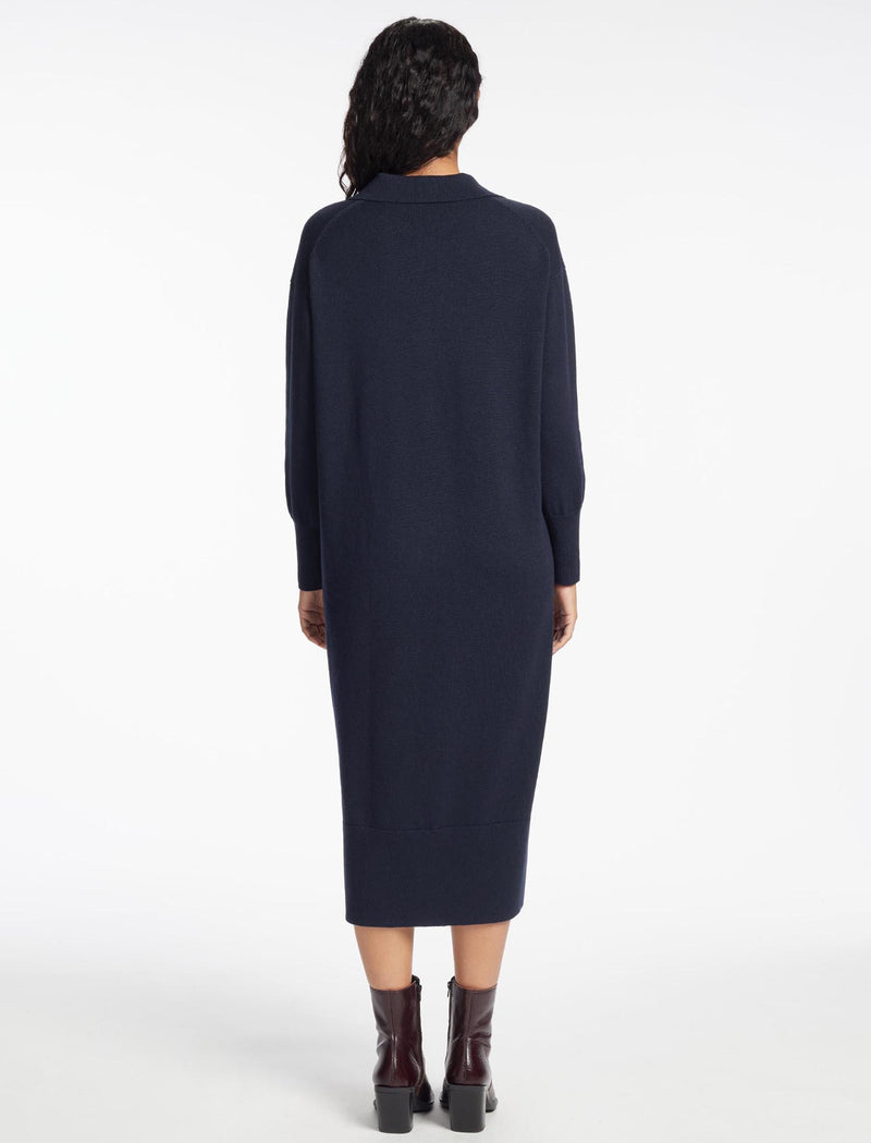 Eleanor Wool Knit Dress - Navy