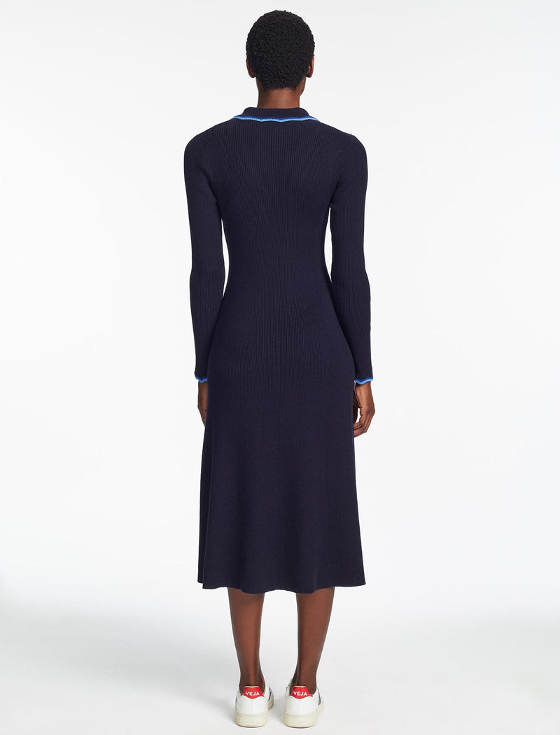 Josie Wool Knit Dress - Navy Blue