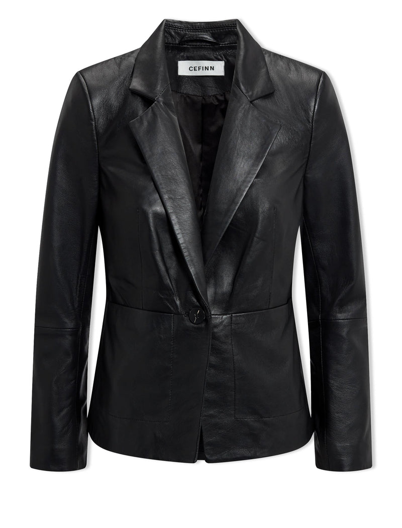 Jayden Leather Blazer - Black