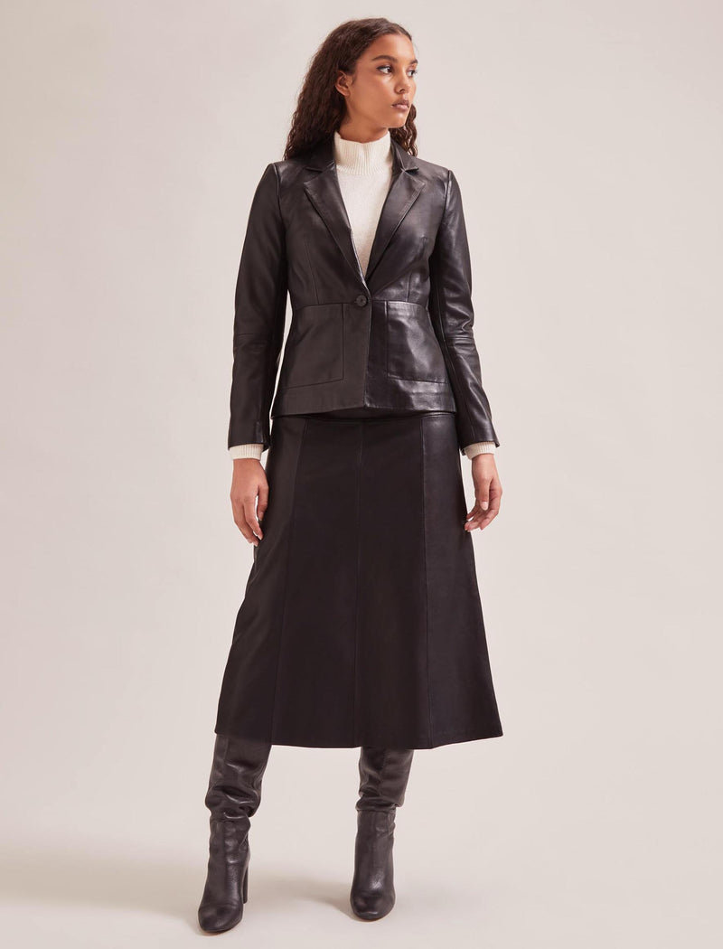 Jayden Leather Blazer - Black