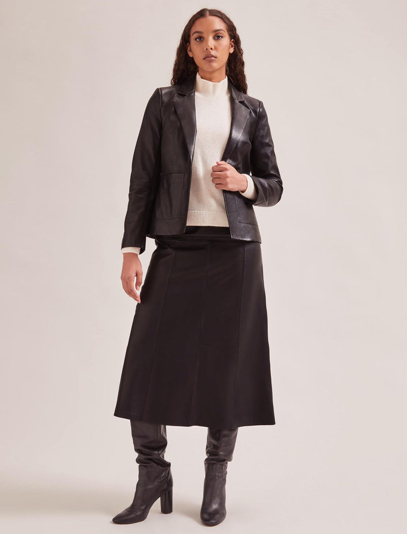 Jayden Leather Blazer - Black