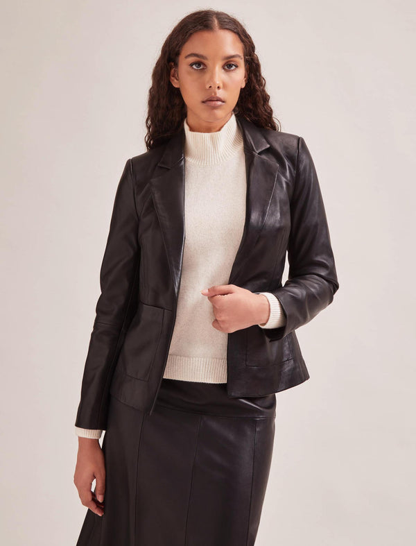 Jayden Leather Blazer - Black