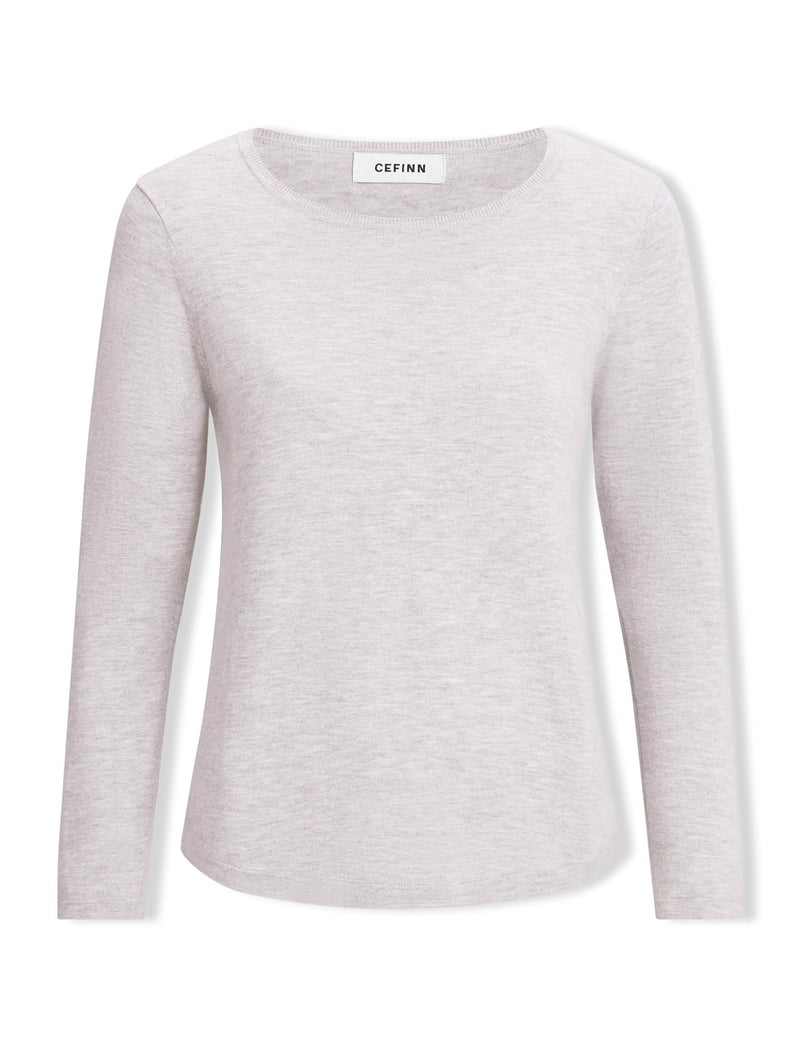 Maia Cotton Silk Blend T-Shirt - Pale Grey Melange