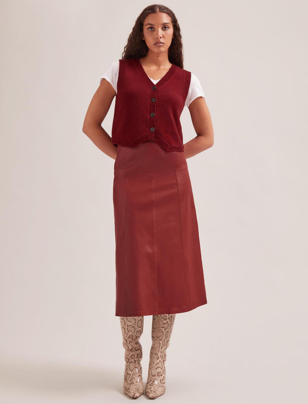 Wesley Cashmere Blend V Neck Waistcoat - Dark Red