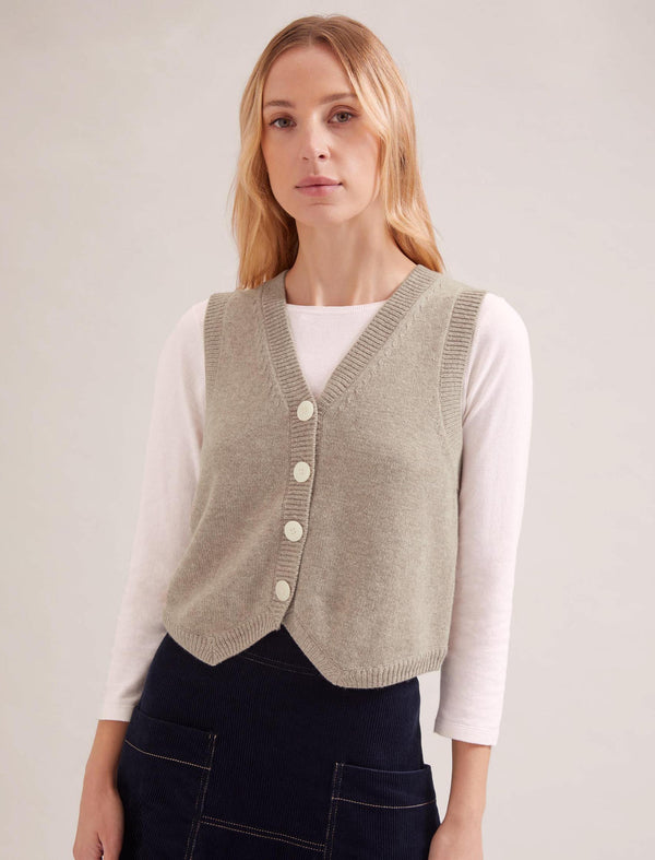 Wesley Cashmere Blend V Neck Waistcoat - Taupe