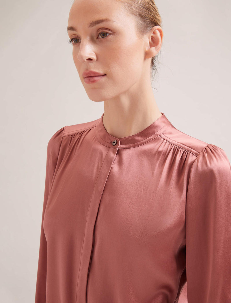 Bailey Silk Satin Shirt - Blush