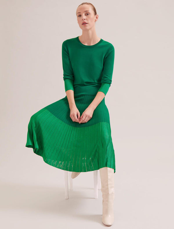 Colette Contrast Hem Skirt - Emerald Green