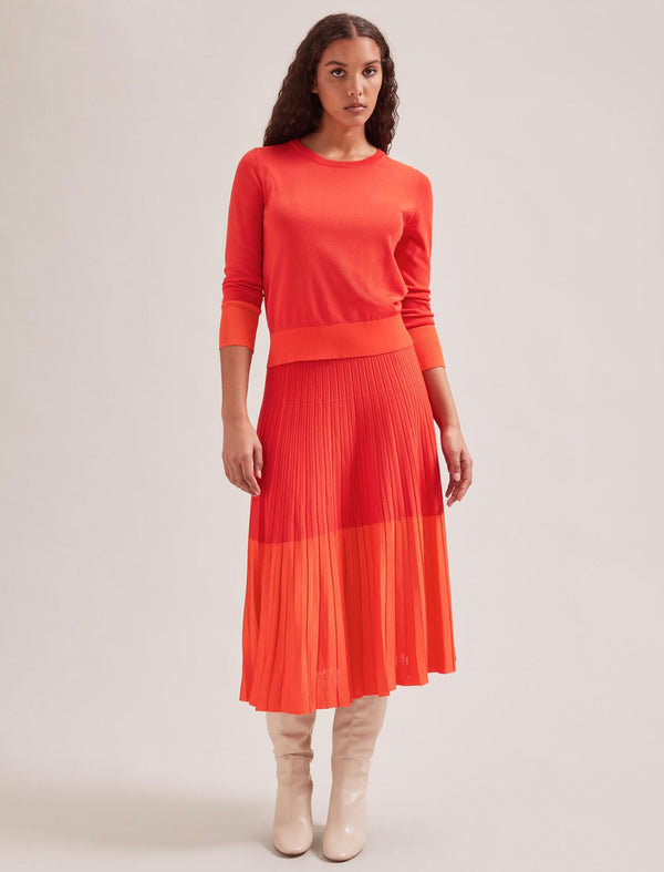 Colette Contrast Hem Skirt - Orange