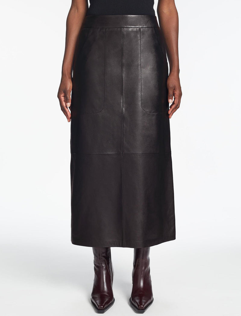 Arlo Leather Maxi Pencil Skirt - Black