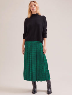 Sienna Maxi Skirt - Green Black Trellis Print