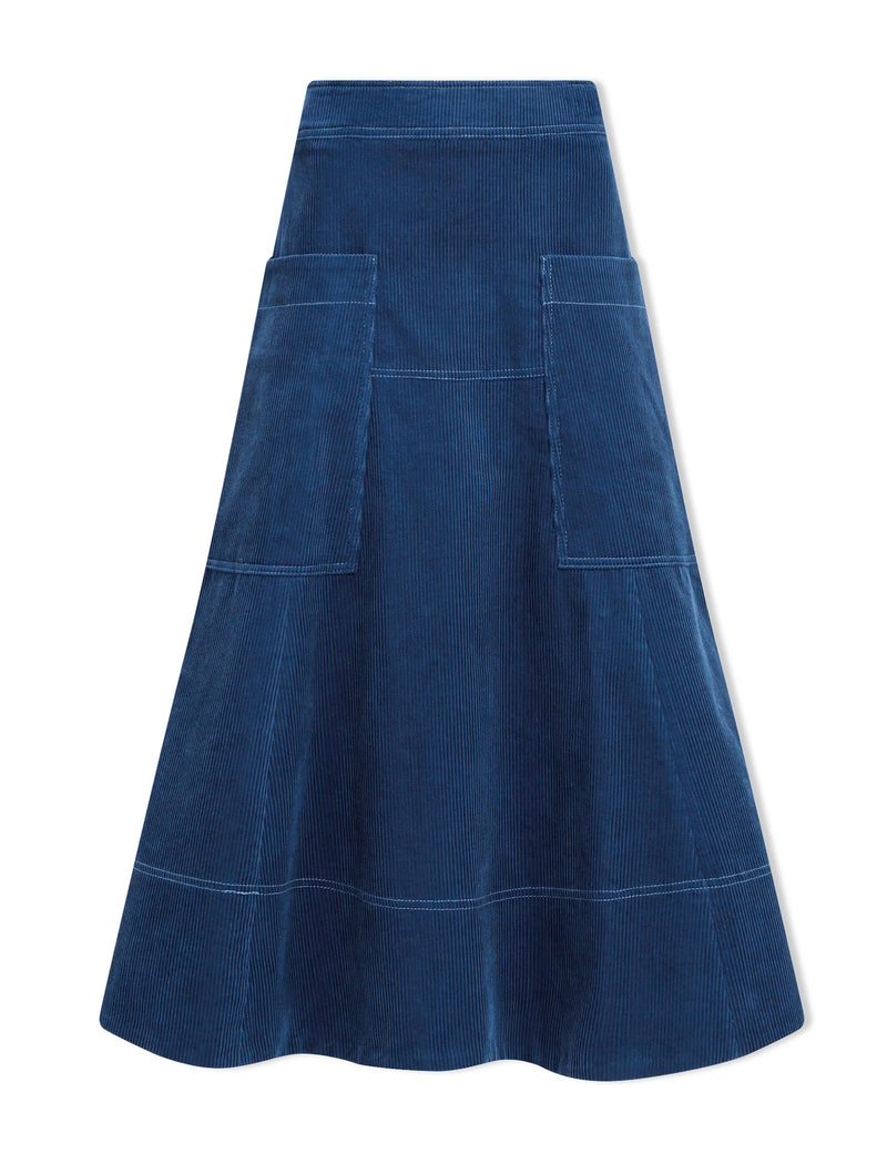 Simone Corduroy Maxi Skirt - Blue
