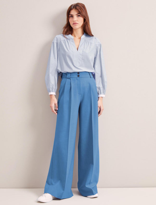 Margot New Wool Wide Leg Trouser - Blue