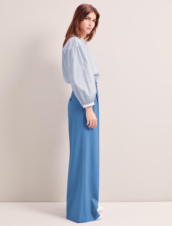 Margot New Wool Wide Leg Trouser - Blue