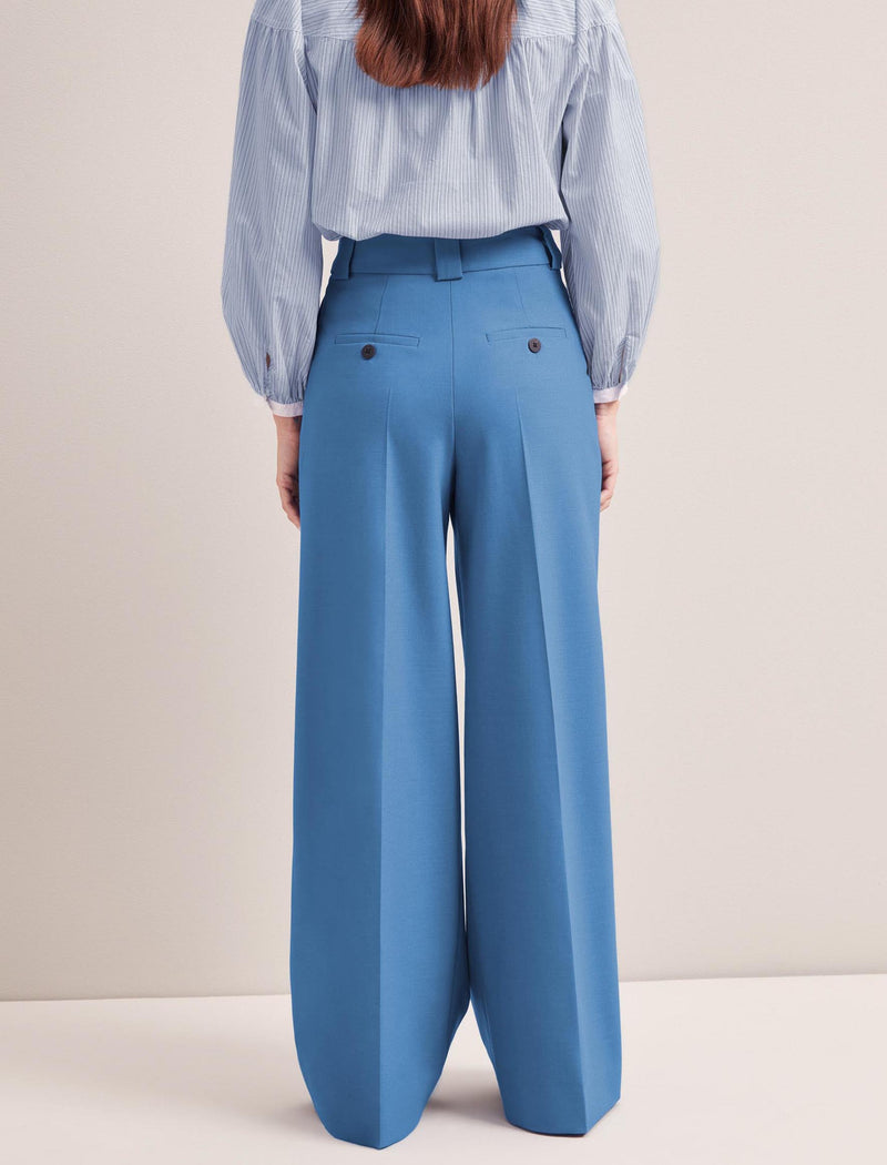 Margot New Wool Wide Leg Trouser - Blue