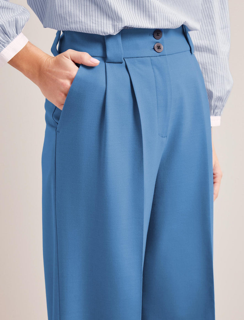 Margot New Wool Wide Leg Trouser - Blue