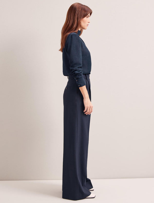 Margot New Wool Wide Leg Trouser - Navy