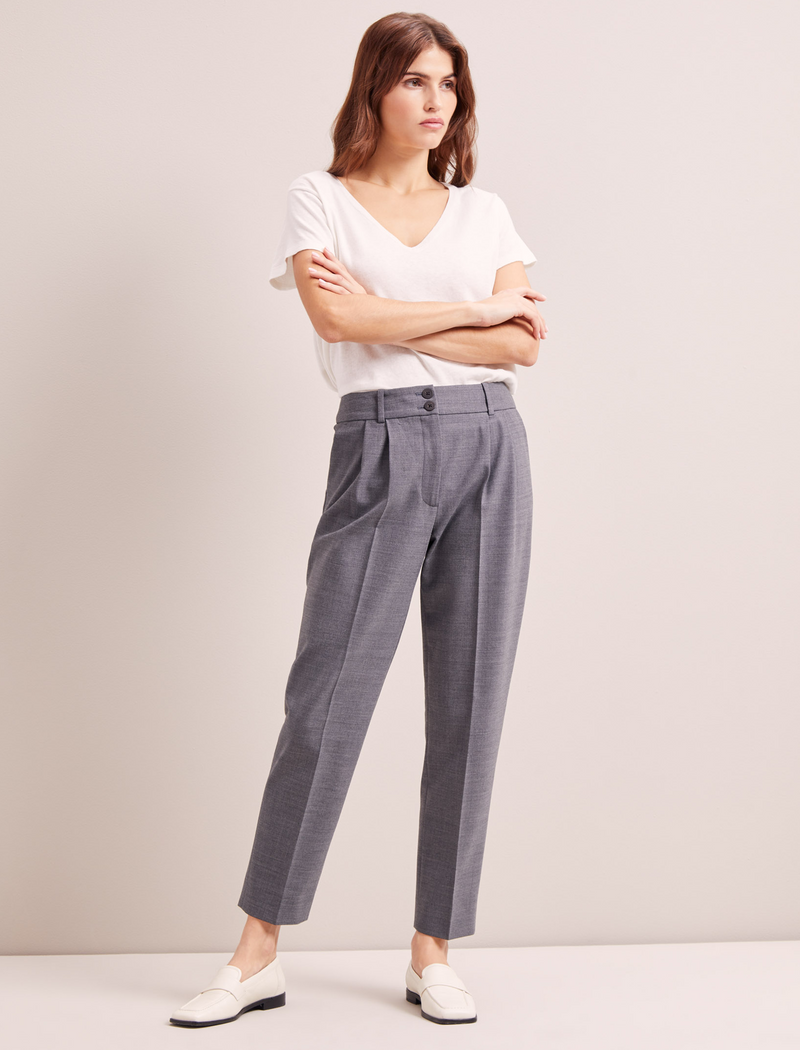 Tristan Tapered Stretch New Wool Blend Trouser in Mid Grey Tristan Tapered Stretch New Wool Blend Trouser in Mid Grey