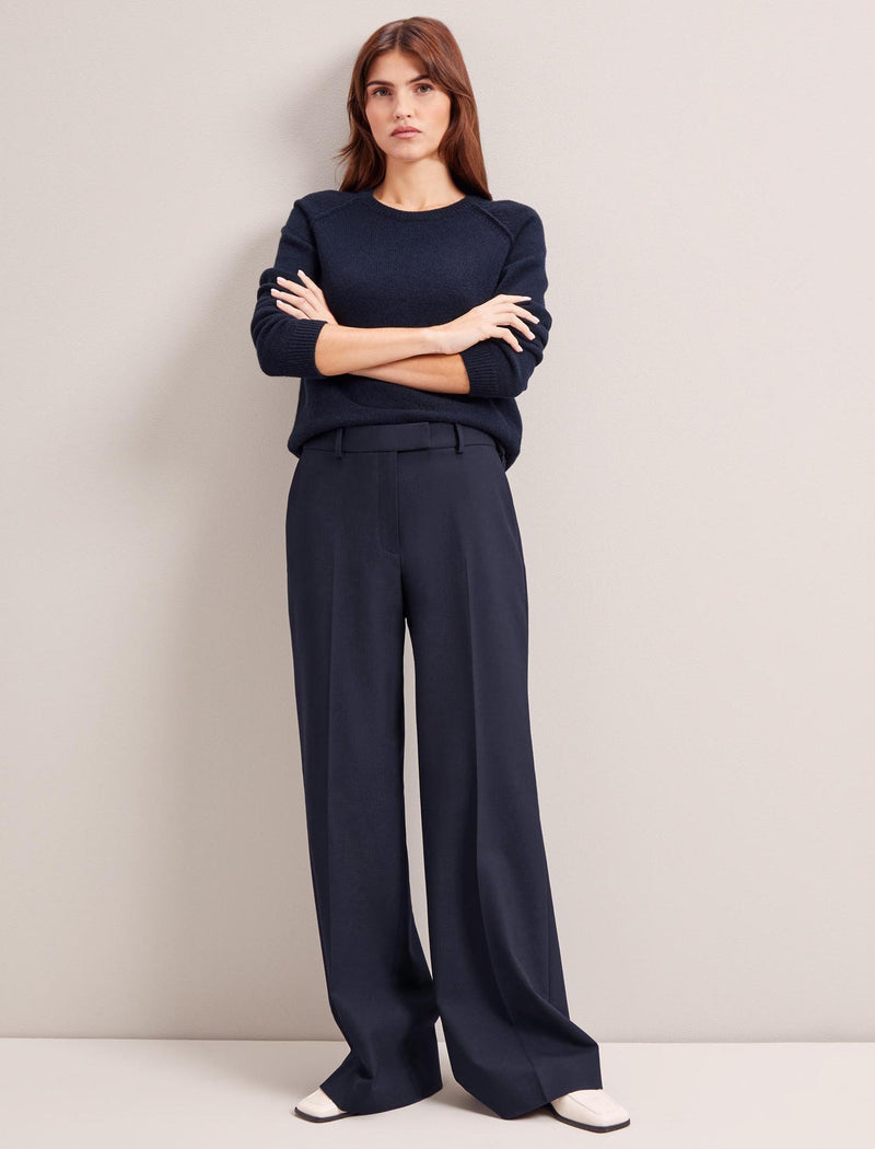 Terence New Wool Wide Leg Trouser - Navy