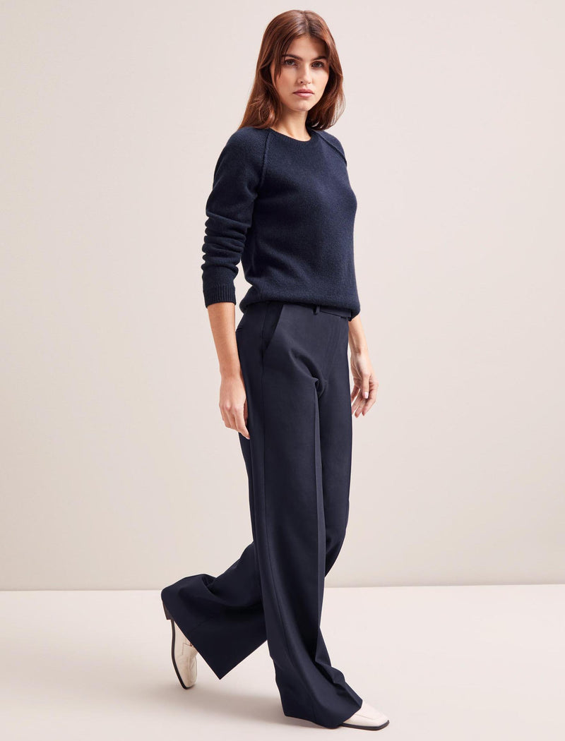 Terence New Wool Wide Leg Trouser - Navy