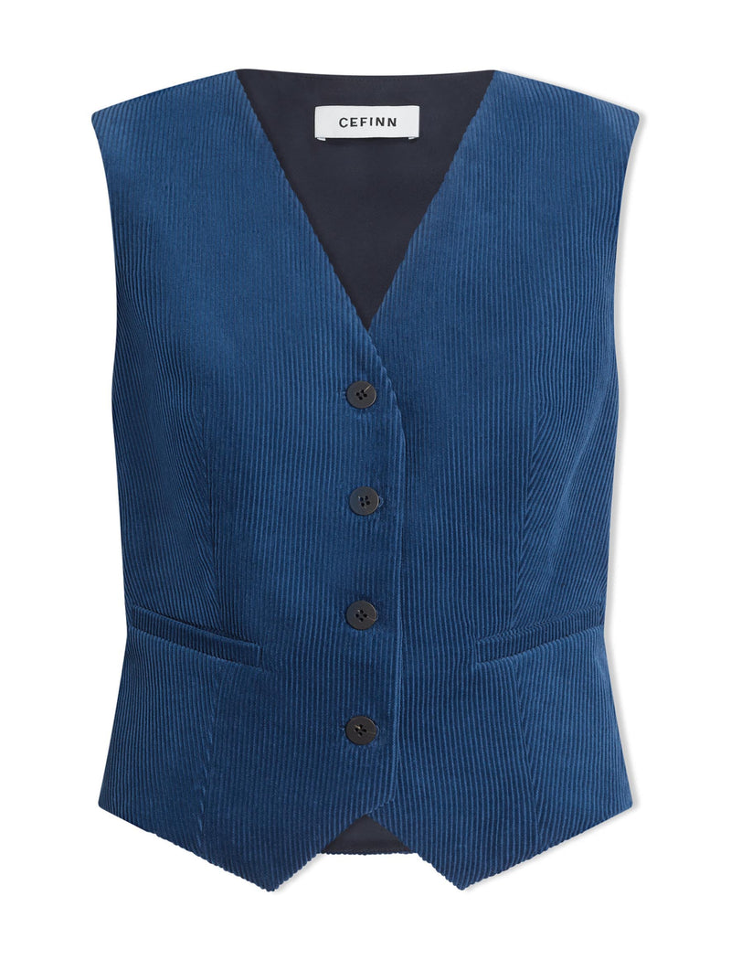 Wyatt Corduroy Waistcoat - Blue