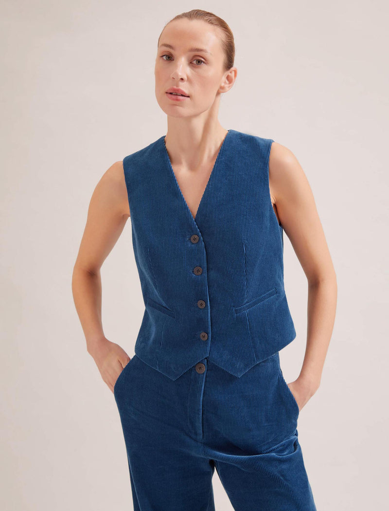 Wyatt Corduroy Waistcoat - Blue