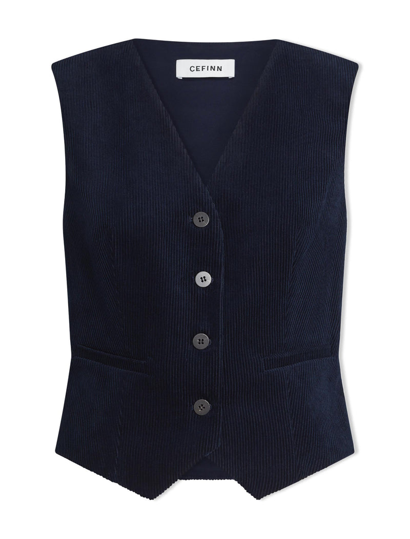 Wyatt Corduroy Waistcoat - Navy