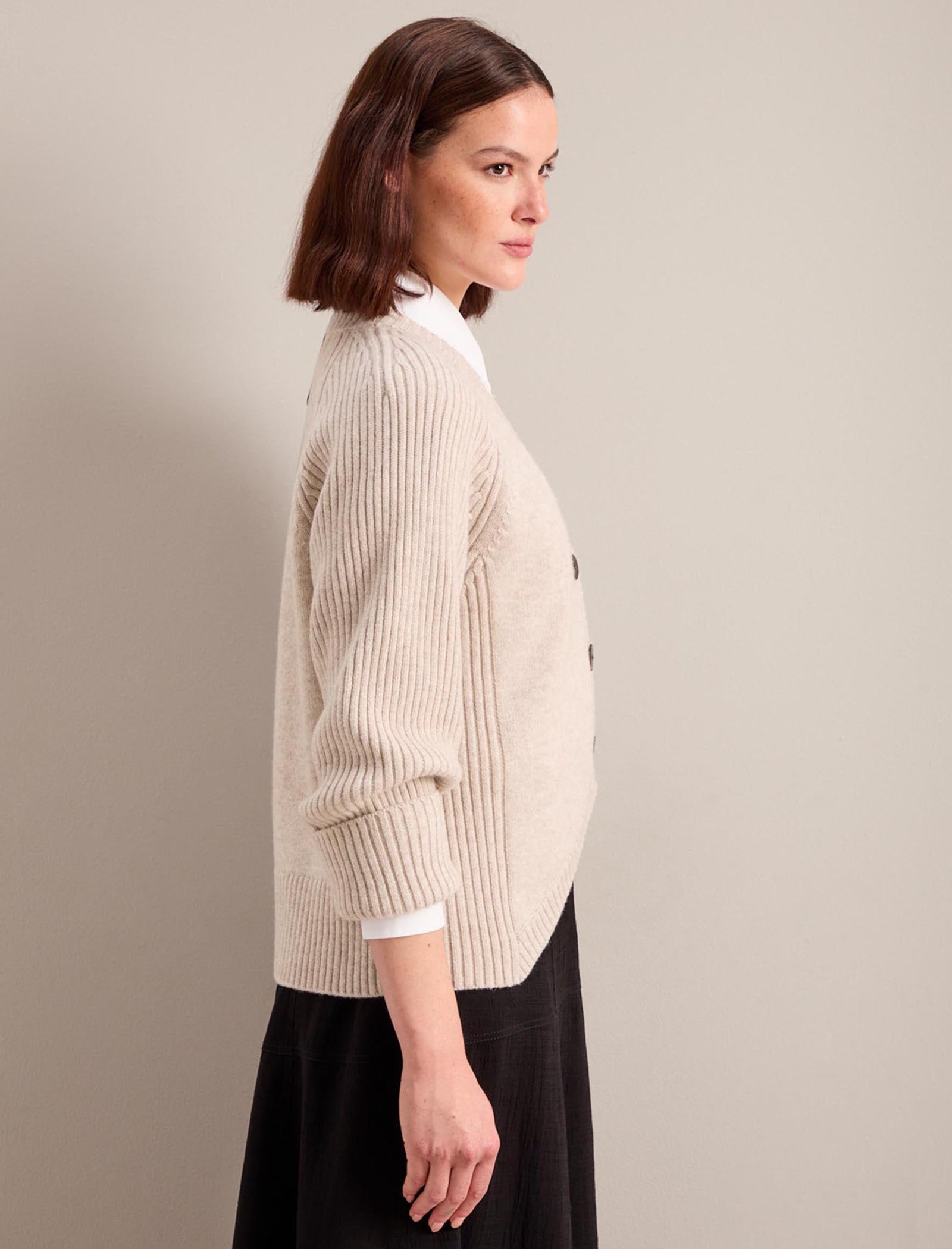 Camila Cashmere Blend Cardigan - Oatmeal