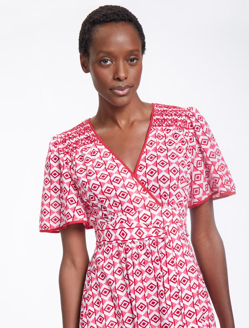 Gina Cotton Maxi Dress - Pink Diamond Geo Print