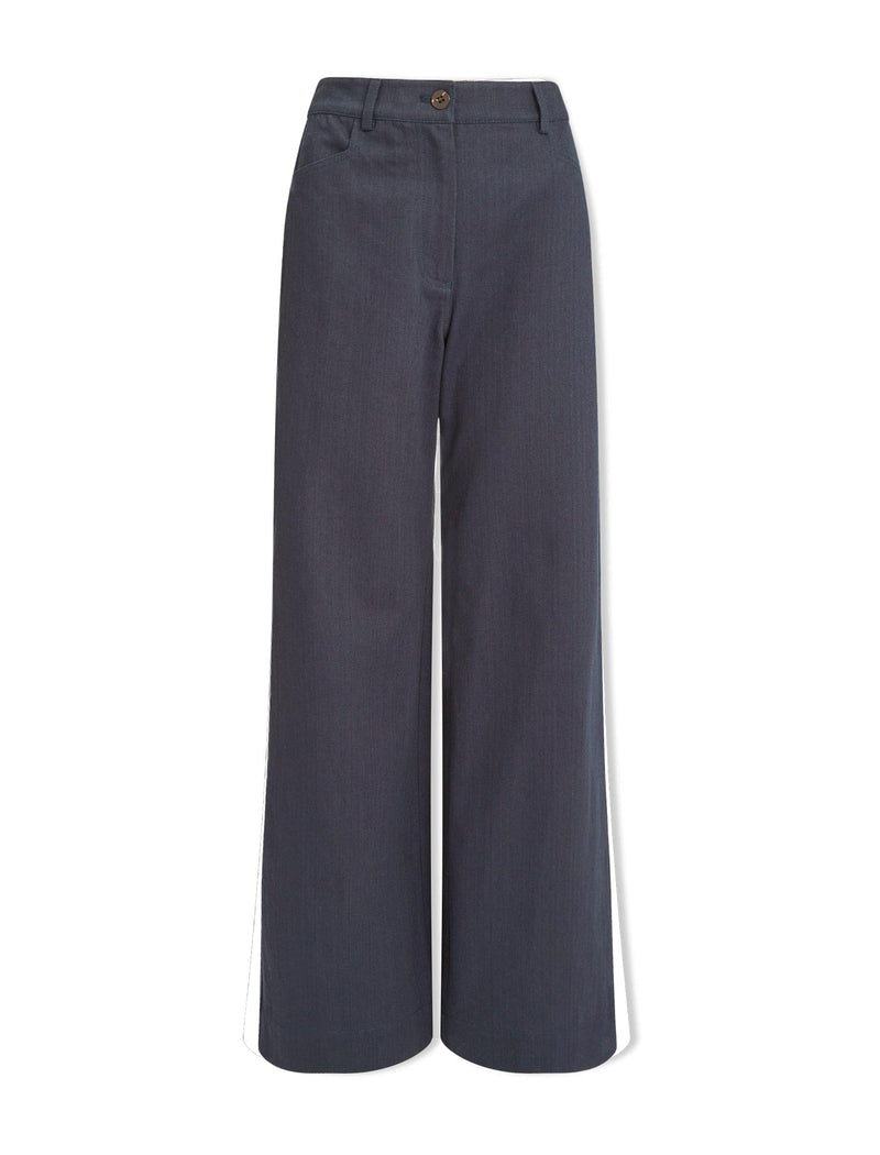 Hayden Cotton Wide Leg Trouser - Navy