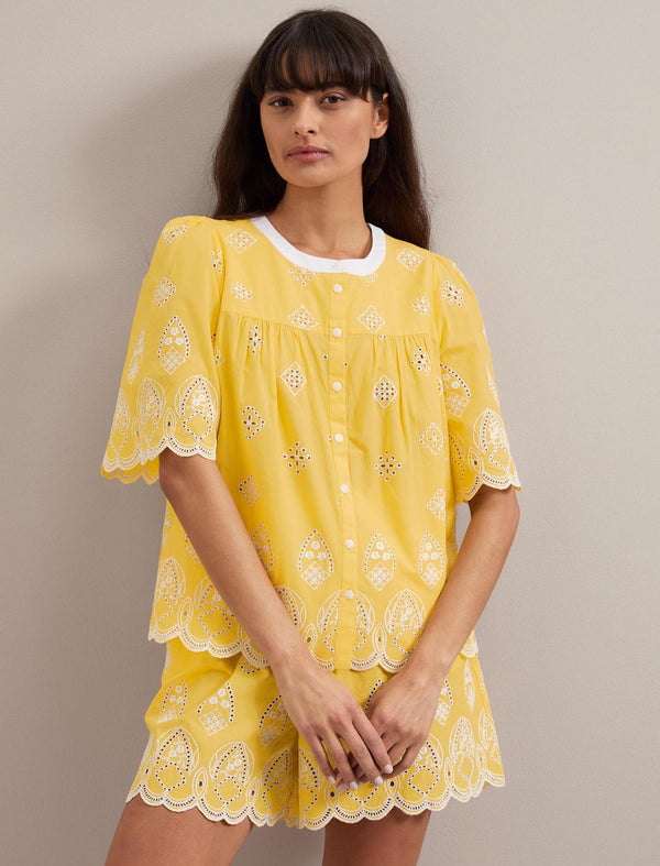 Bonnie Organic Cotton Blouse - Yellow White