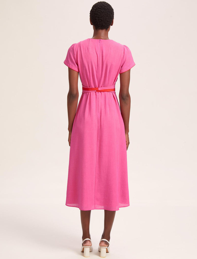 Rosie Techni Voile Maxi Dress - Hot Pink Crimson