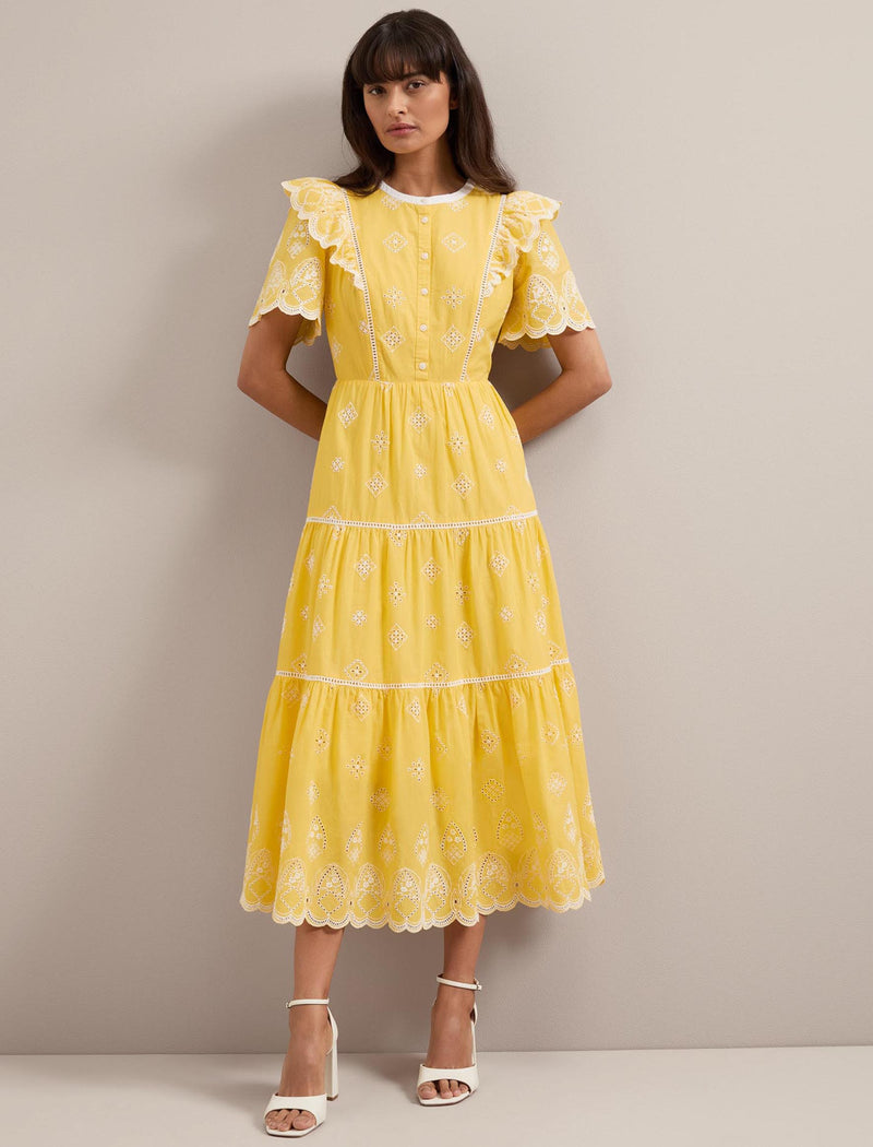 Alana Organic Cotton Maxi Dress - Yellow White
