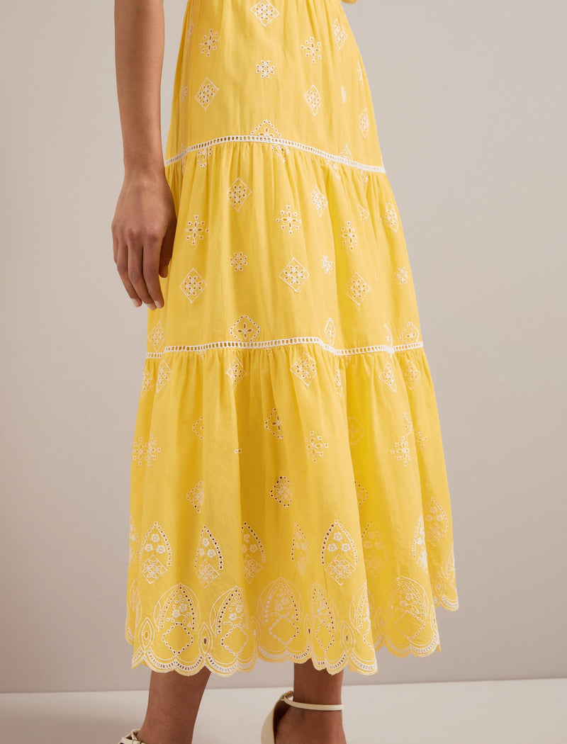 Alana Organic Cotton Maxi Dress - Yellow White