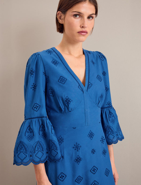 Daphne Organic Cotton Maxi Dress - Blue