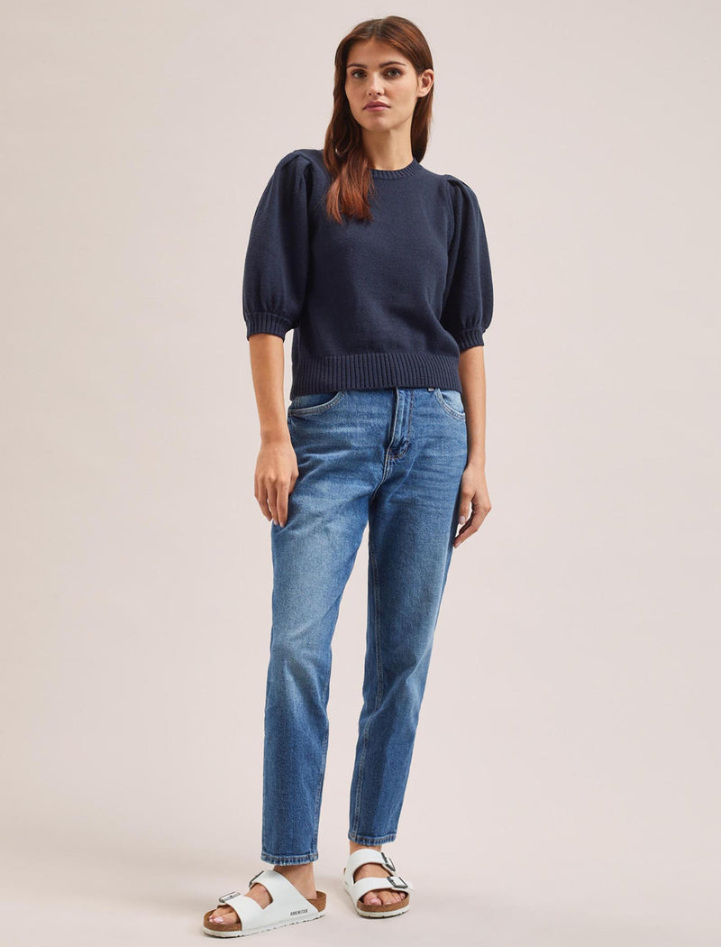 Amalie Linen Blend Jumper - Navy