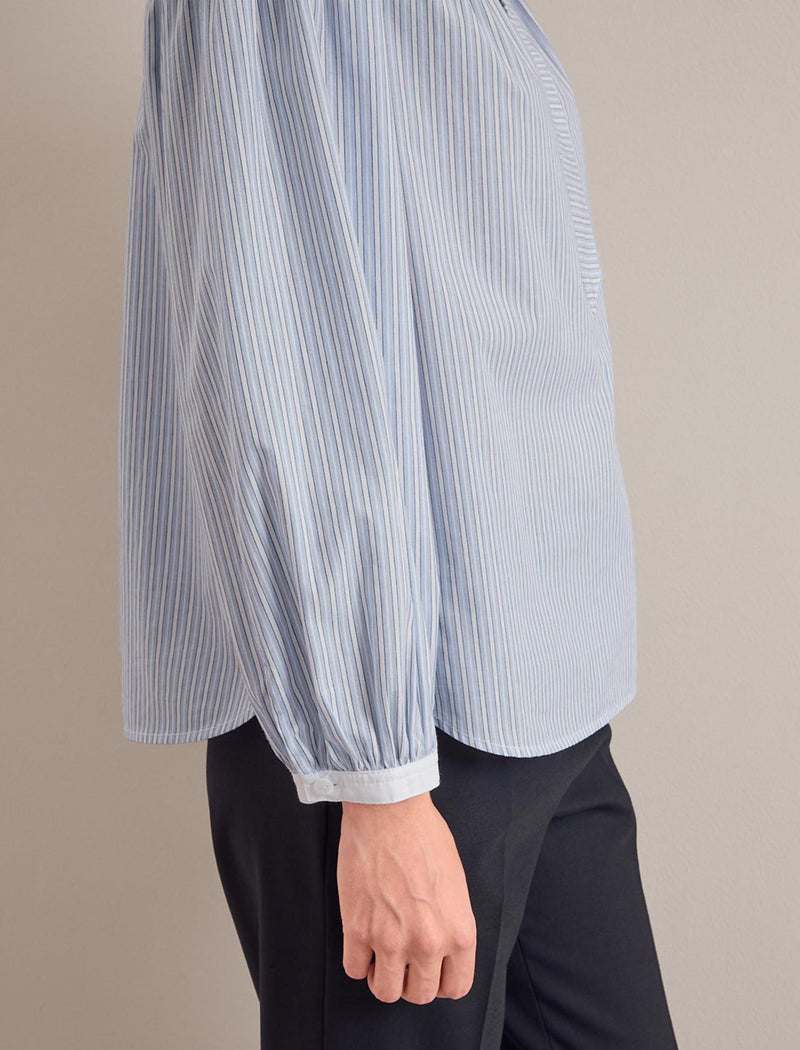 Erica Organic Cotton Shirt - Mid Stripe Blue White