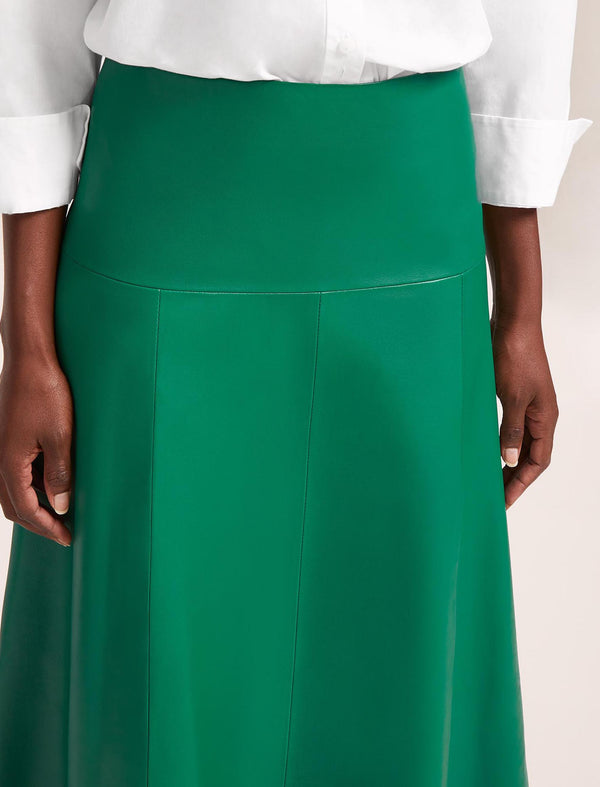 Sierra Leather A Line Maxi Skirt - Emerald Green