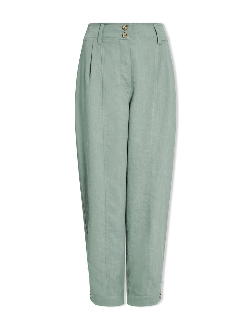 Tyson Techni Linen Tapered Trouser - Sage Green