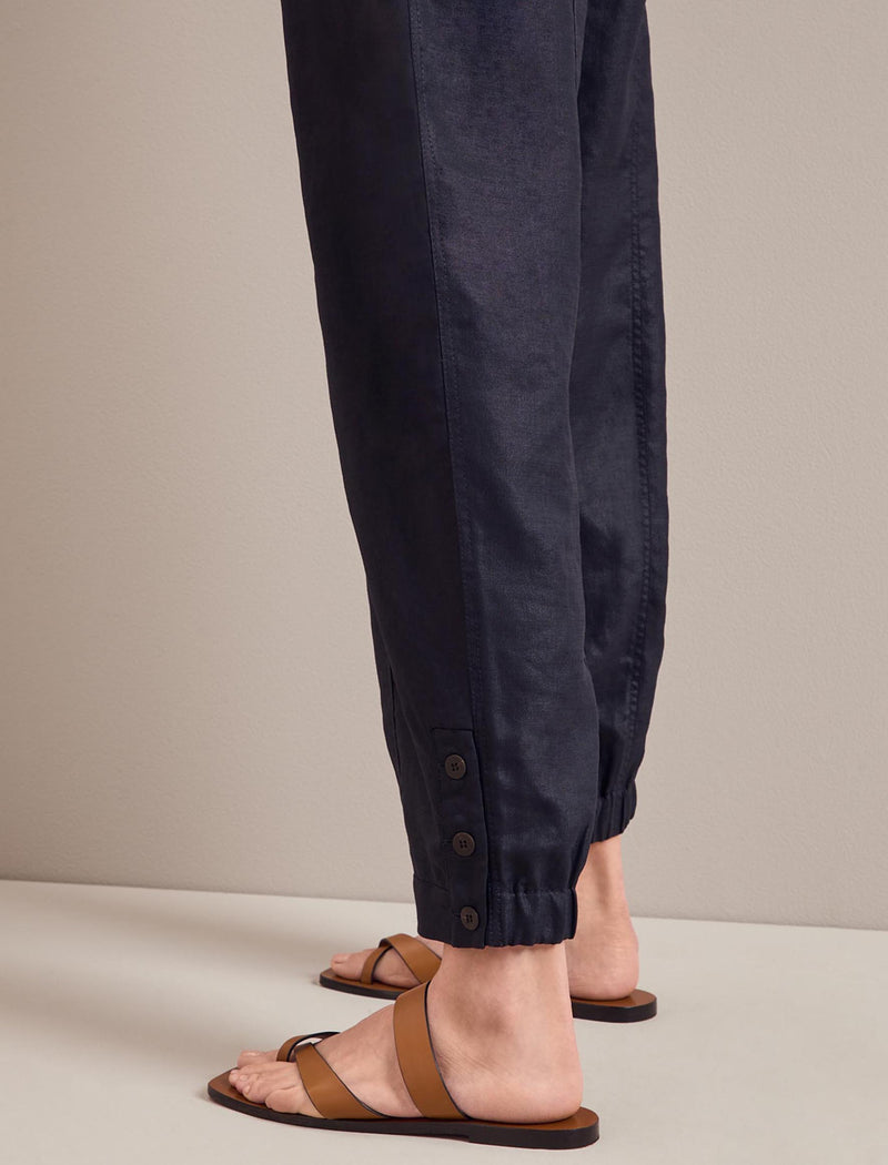 Tyson Techni Linen Tapered Trouser - Navy