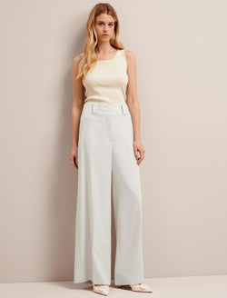 Tyler Linen Blend Wide Leg Trouser - Pearl