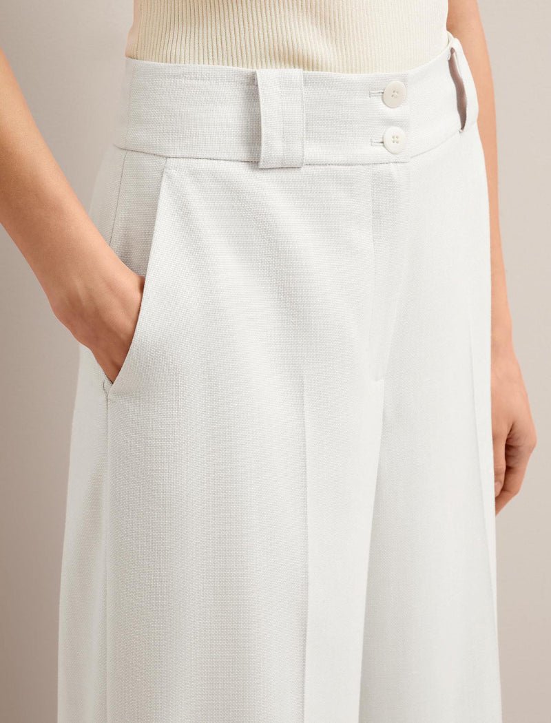 Tyler Linen Blend Wide Leg Trouser - Pearl