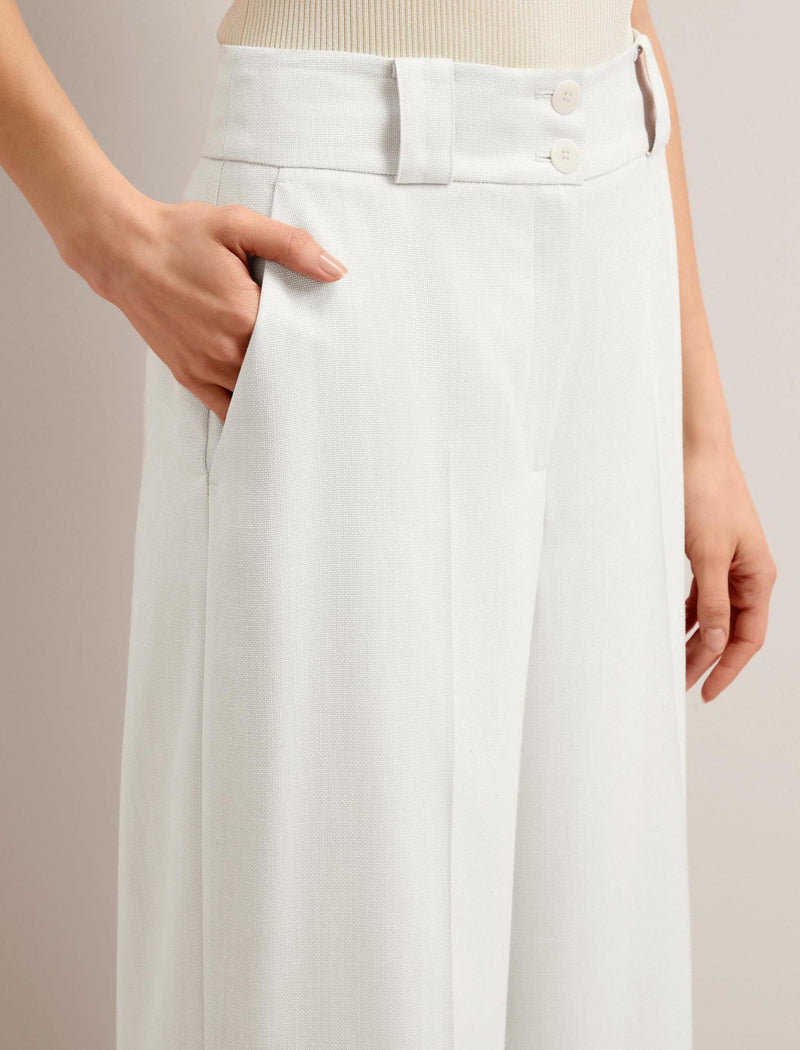 Tyler Linen Blend Wide Leg Trouser - Pearl