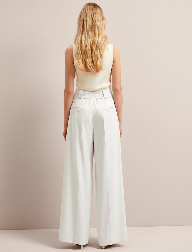 Tyler Linen Blend Wide Leg Trouser - Pearl