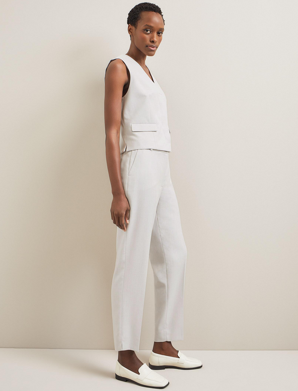 Tatum Linen Blend Easy Waist Trouser - Pearl