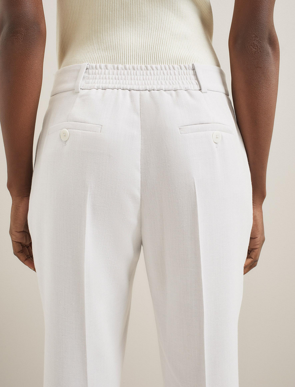 Tatum Linen Blend Easy Waist Trouser - Pearl