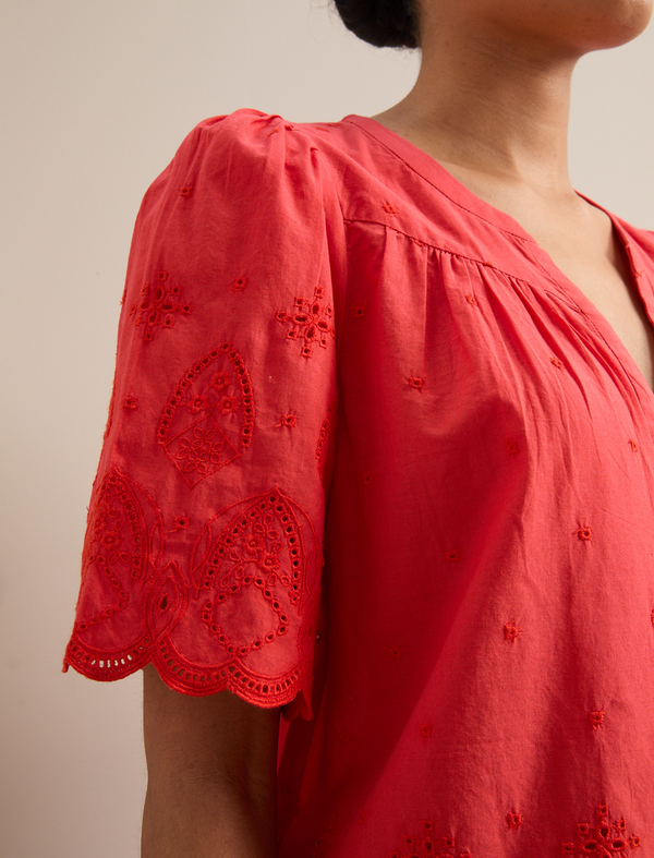 Bonnie Organic Cotton Blouse - Coral