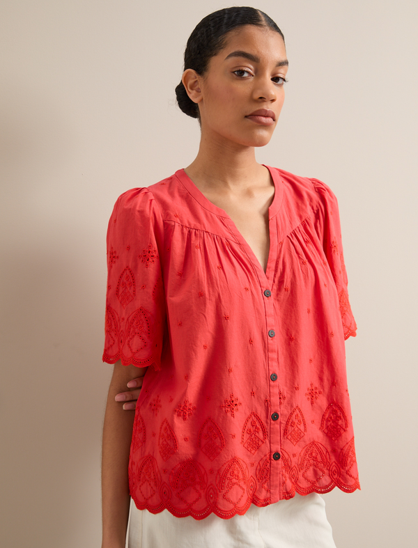 Bonnie Organic Cotton Blouse - Coral
