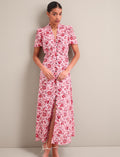 Liliana Cotton Blend Maxi Dress - Pink Palm Floral Print