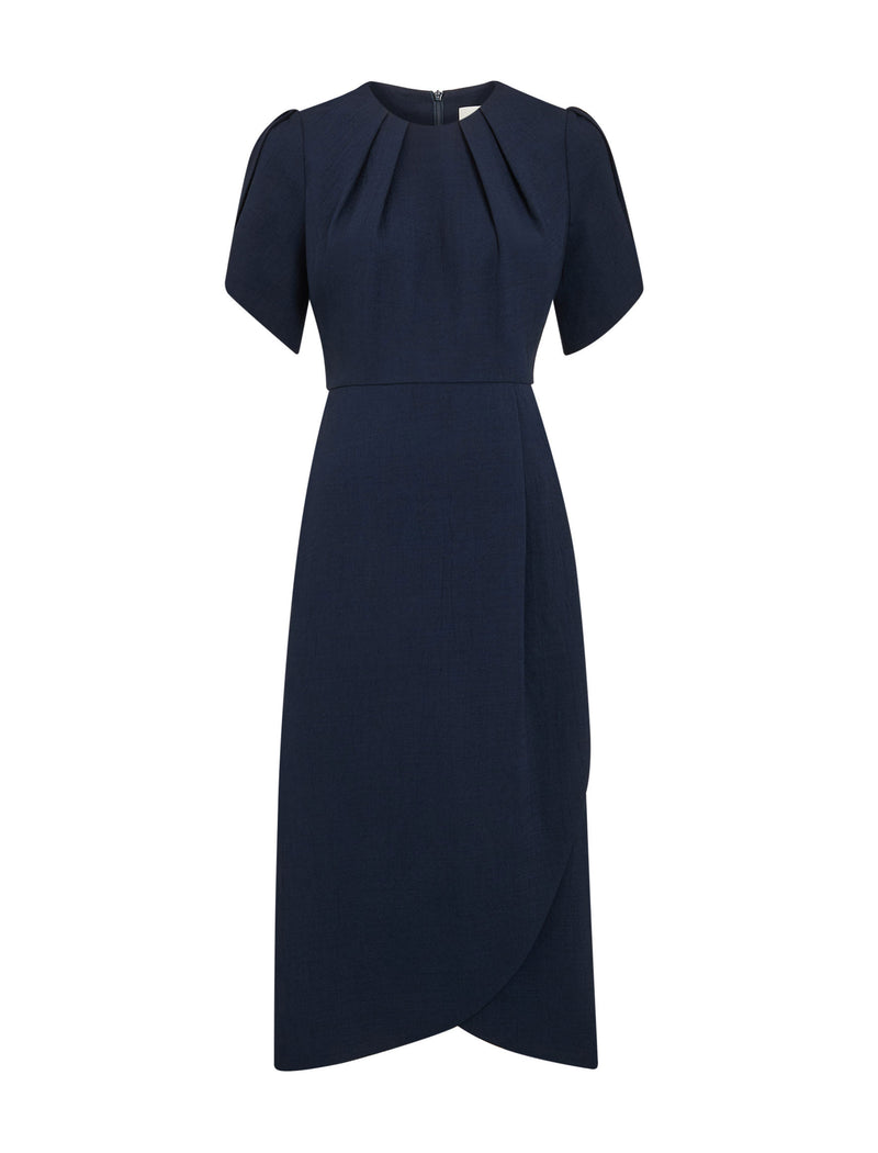 Sophie Techni Voile Midi Dress - Navy