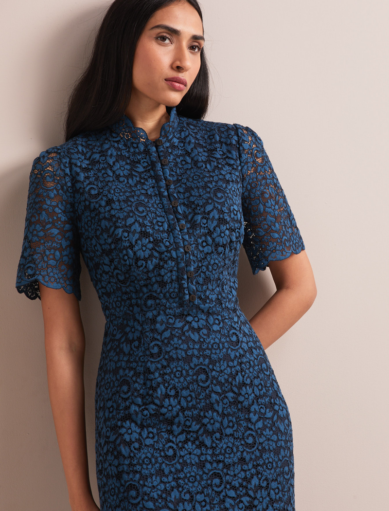 Jessica Lace Midi Dress - Navy